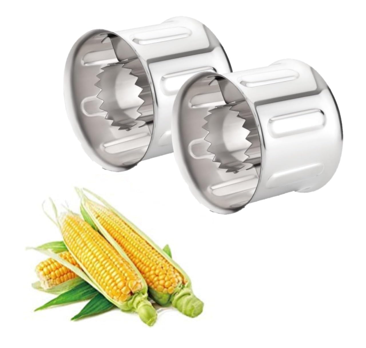 CozyCrest Corn Cutter Corn Cob Kernels Remover with Stainless Steel Blades Stainless Steel (2 Pices)
