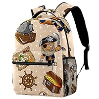 Lightweight Backpack College School Bag Laptop Daypack for Adults and Kids Casual Rucksack Pirate Pattern