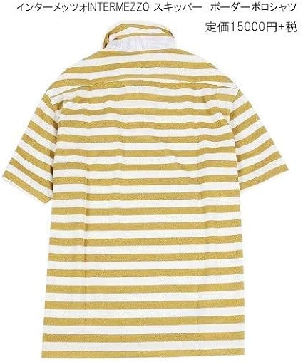 Amazon Intermezzo インターメッツォ 日本製 Fine Cool A 鹿の子ボーダー半袖ポロシャツ 暗黄色 白 Size 2l ポロシャツ 通販
