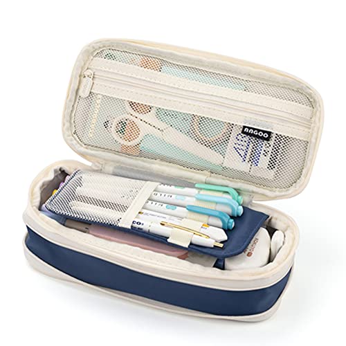 Henniu Estojo para lápis escolar de grande capacidade com zíper bolso para escritório armazenamento multicamadas bolso para armazenamento