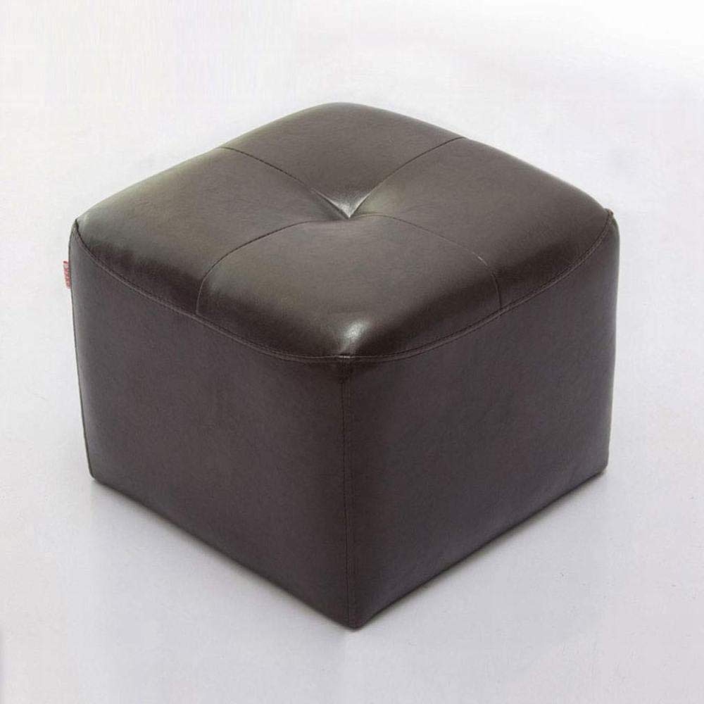 Taburete cuadrado pequeño de cuero para sofá, silla de café y banco auxiliar 2