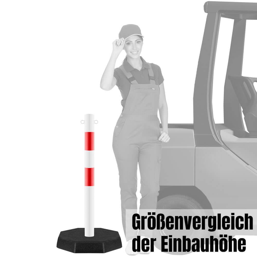 ROBUSTO Kettenpfosten-Set STAHL, rot/w, Ø 6 cm, 100 cm, Art.-Nr. 37137 | Kettenpfosten | Absperrpfosten | Absperrkette