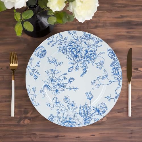 6 Platos Blancos con patrón Floral Azul de 13 pulgadas miniatura 4