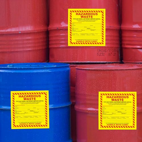Étiquettes déchets dangereux gisgfim 15x15cm anti-erreur pour manipuler avec soin - 5