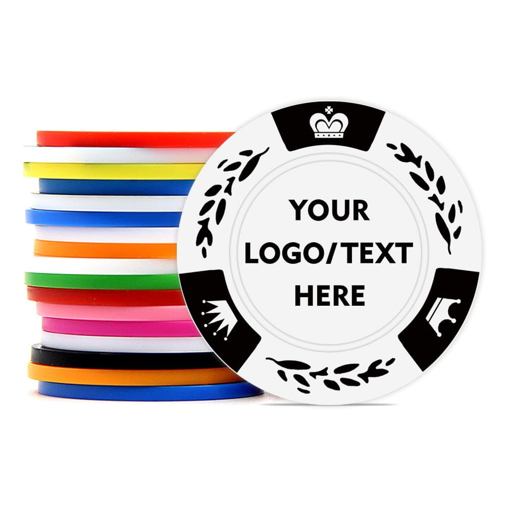 100 Personalized Poker Chips, Print with Your Text and Logo, Suitable for Corporate Event, Poker Night, Card Club, Board Game, Party (White)