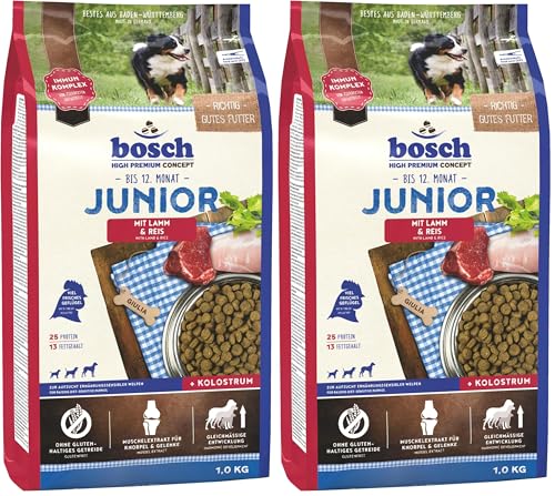 Bosch HPC Junior mit Lamm & Reis | Hundetrockenfutter zur Aufzucht ernährungssensibler Welpen | 1 x 3 kg (Packung mit 2)