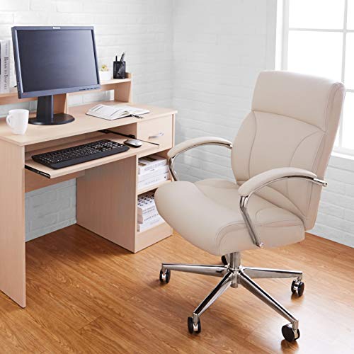 Image of Amazon Basics Executive Desk Chair with Easy Assembly, Adjustable Height, 275lb Capacity, Oversized Cushion, 29.13 inchD x 25.2 inchW x 43.11 inchH, Ivory Bonded Leather
