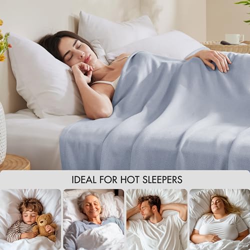 Image of Madison Park King Size Summer Blanket, Light Blue, 70% Rayon from Bamboo