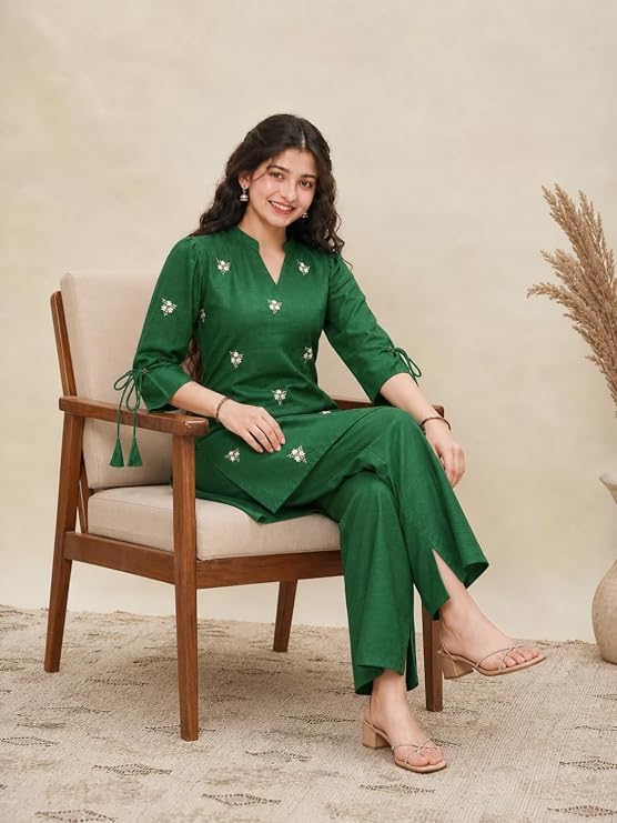 Image of RP ECOM Girls Cord Set dress for Girls | Top Kurta and Palazzo Pant Set | Ethnic & Casual Wear Outfit | Kurta Suit set for kids girls