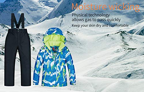 Image of Girls /Boys Snowsuits Hooded Insulated Windproof Winer Coats Ski Jacket Snow Pants Set