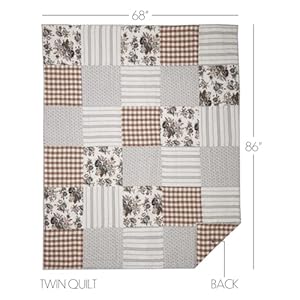 Vhc brands annie portabella floral patch twin quilt 68wx86l  urban country home decor