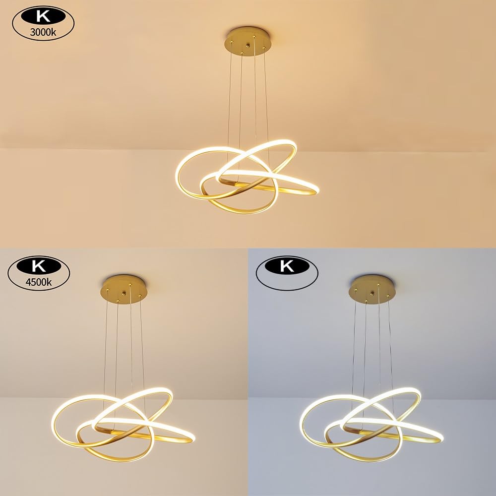 Luce del pendente del LED Lampada a sospensione moderna dell'oro soffitto Luce decorativa del pendente Lampadario creativo del LED Dimmable con il telecomando Lampade a sospensione moderne del progett
