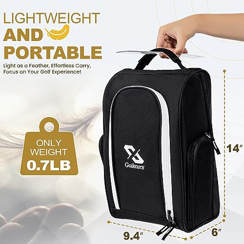 image for Golkcurx Golf Shoe Bag for Travel Zippered Sport Shoe Carrier Bags wit