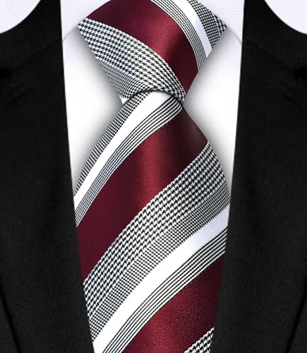 Image of GUSLESON Men's 5-pc Striped Tie Gift Set - Jacquard Necktie, Pocket Square, Cufflinks, Lapel Pin, Tie Clip - Wedding Formal Gifts