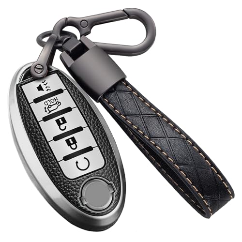 Montague Key Fob Cover for Nissan with Keychain Accessories Premium TPU Full Protection Key Case for Altima Rogue Sentra Maxima Armada Pathfinder Murano for Infiniti Key Shells (5-Buttons Silver)