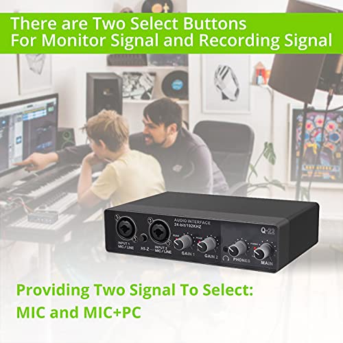 Audio Interface, Linkfor 24 Bit/192 Khz Usb Audio Interface 2I2 For Recording, Podcasting, Streaming With Mic Line Input, Xlr Interface For Pc Guitar Bass (Free Driver) #TOP4