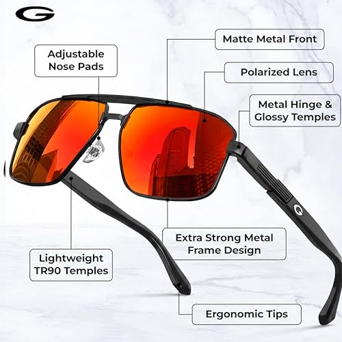 Image of grinderPUNCH Polarized Aviator Sunglasses Men Women Retro Vintage Square Pilot Sun Glasses UV400 Protection