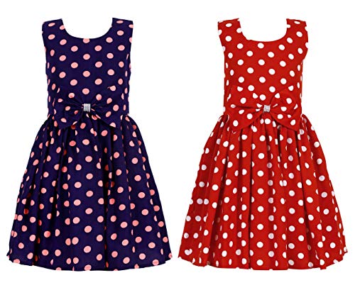 Image of Casual Frock for Baby Girls,Blue Printed and Olive Printed,Pack of 2