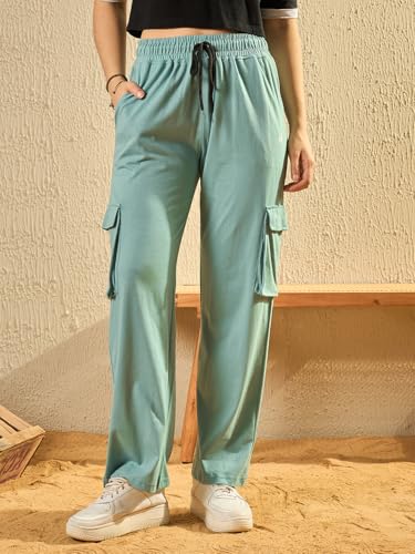 Image of Modeve Women's Cargo Style Track Pants - Summer Cotton Blend