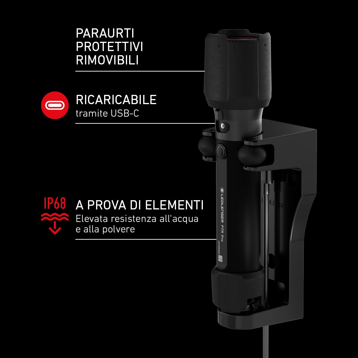 Ledlenser P7R Pro Torcia Ricaricabile, 2000lm, Portata 320m, per Cantieri | Messa a fuoco regolabile, 223g, autonomia 60h, protezione in gomma, 8 modalità, per meccanici, elettricisti e idraulici