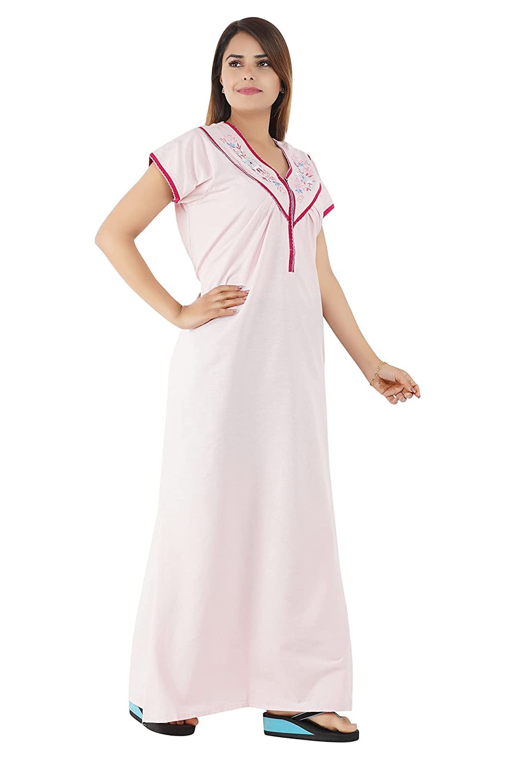 Women's Cotton Floral Floor Length Nighty (Jaipuri_Multicolour_L)