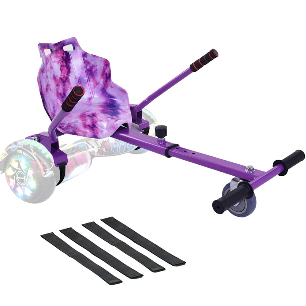 LSLIFE Hoverkart Go Kart Attachment Adjustable Hoverkart Seat for Self Balancing Scooters - Fits All Hover Board Sizes - 8", 8.5", 10" Pink/Blue/Purple (Galaxy Purple)