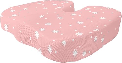 Cojín de asiento de copo de nieve rosa para silla de escritorio, mejora la postura y el apoyo, parte inferior antideslizante, cojines para aliviar