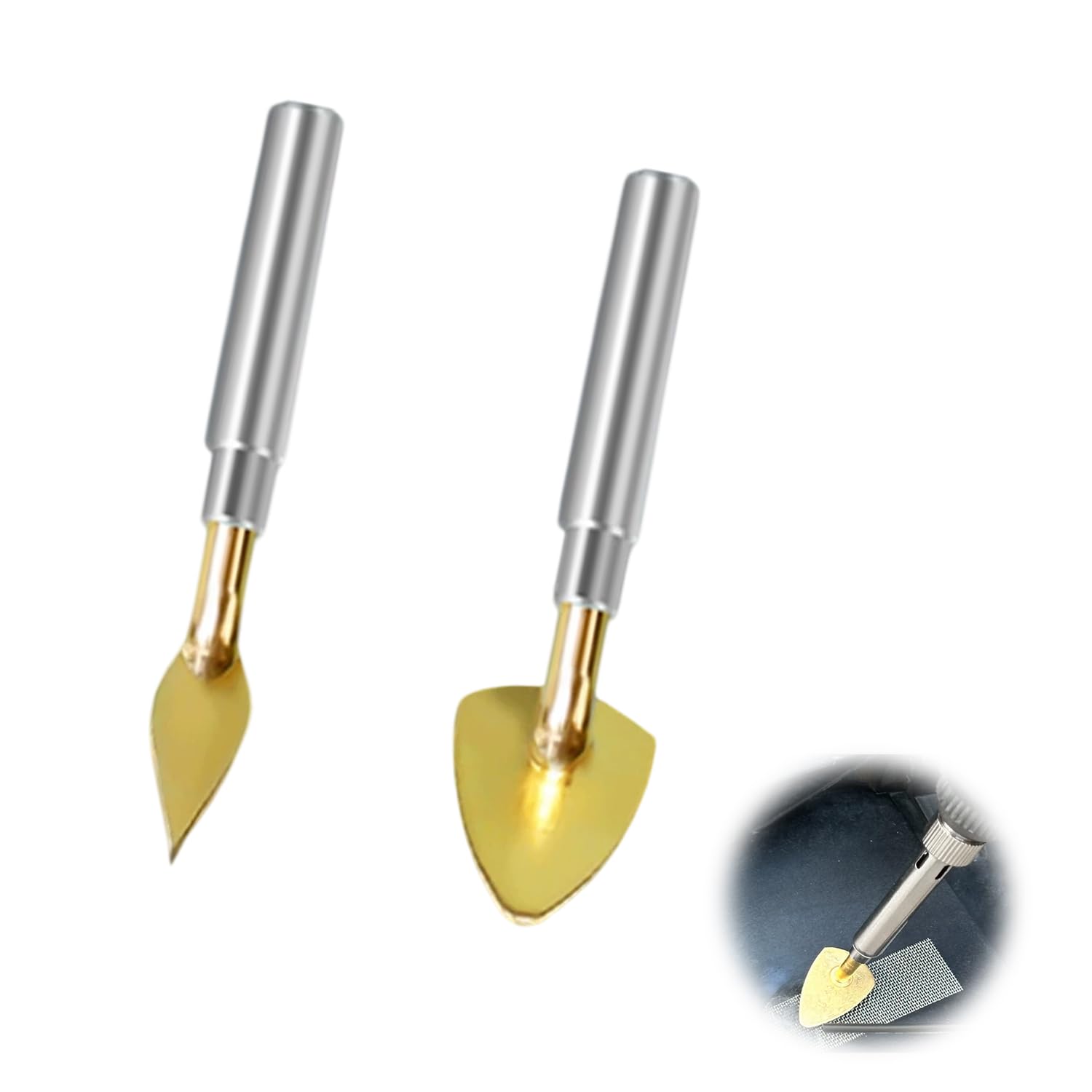 PAVIKE はんだごて先 2個セット交換こて先 替こて先 こて先キット ラウンドシャンクフラットヘッド ハンダゴテパーツ プラスチック補修・革製品の折痕処理・ドール服定型・額縁調整・バンパー修正に適用