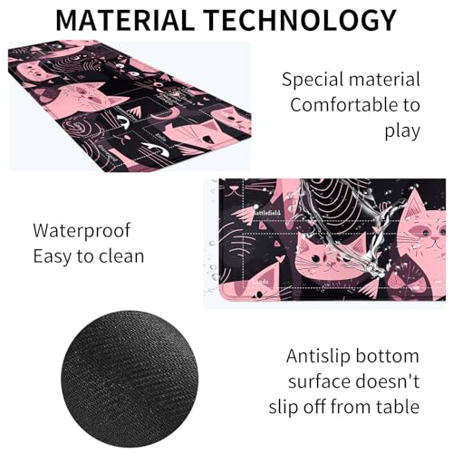 Image of Card Mat for MTG & TCG Playmat,Black and Pink Kitty