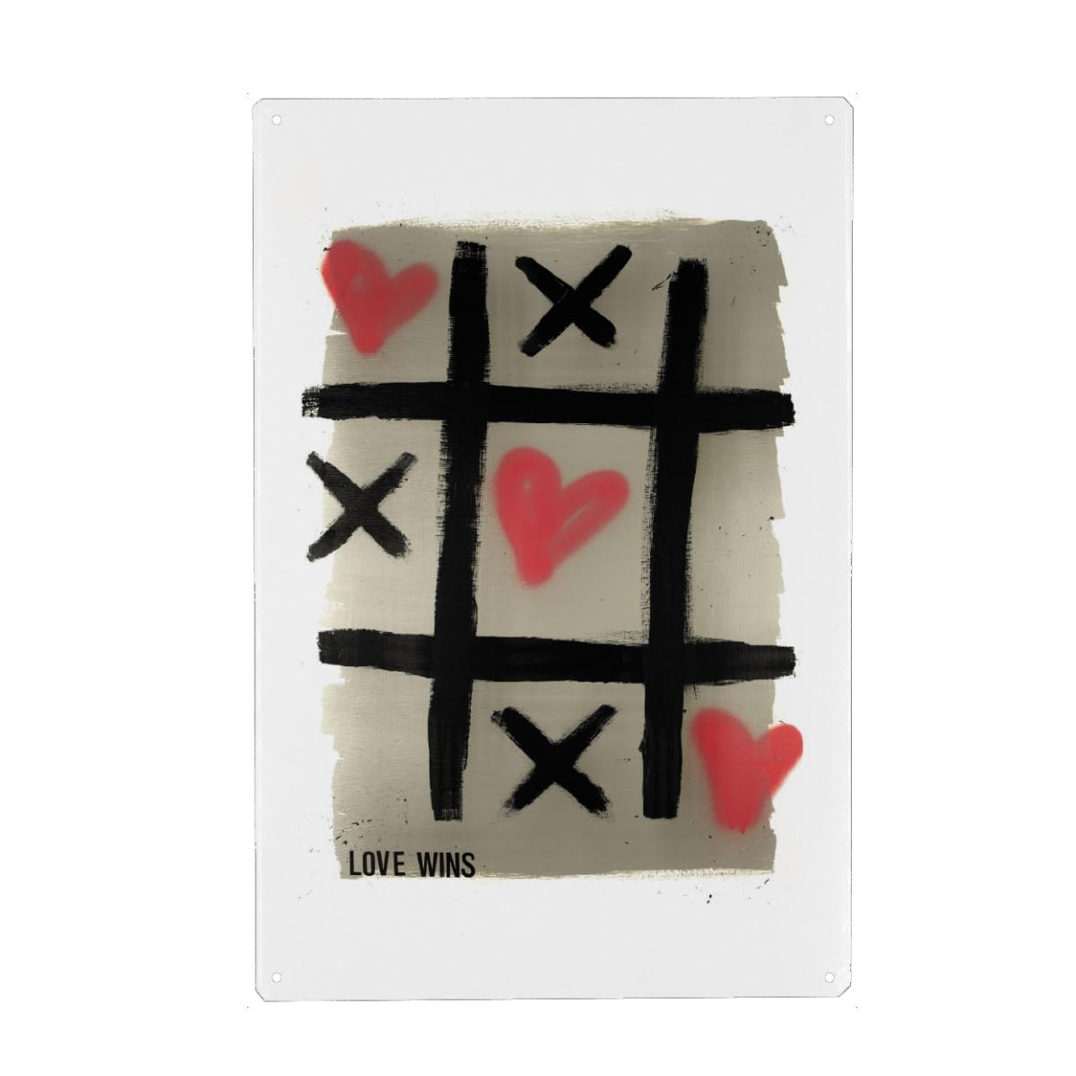 artboxONE Metall-Poster 40x60 cm Liebe Tic-Tac-Love von Künstler Saskia Graumann
