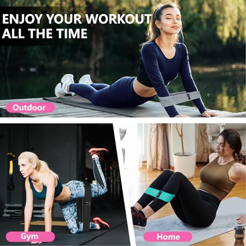 Image of Exercise Bands, 3 Levels Fabric Resistance Bands for Working Out, Workout Bands Resistance for Women & Men, Multi-Colored Fabric Booty Bands for Leg Strength Training, Rehab, Yoga