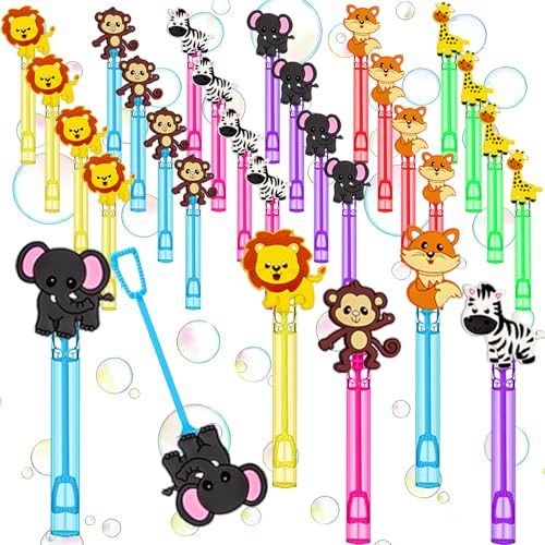 24 Piezas Varitas de Burbujas Safari Jungle con Diseños de Animales