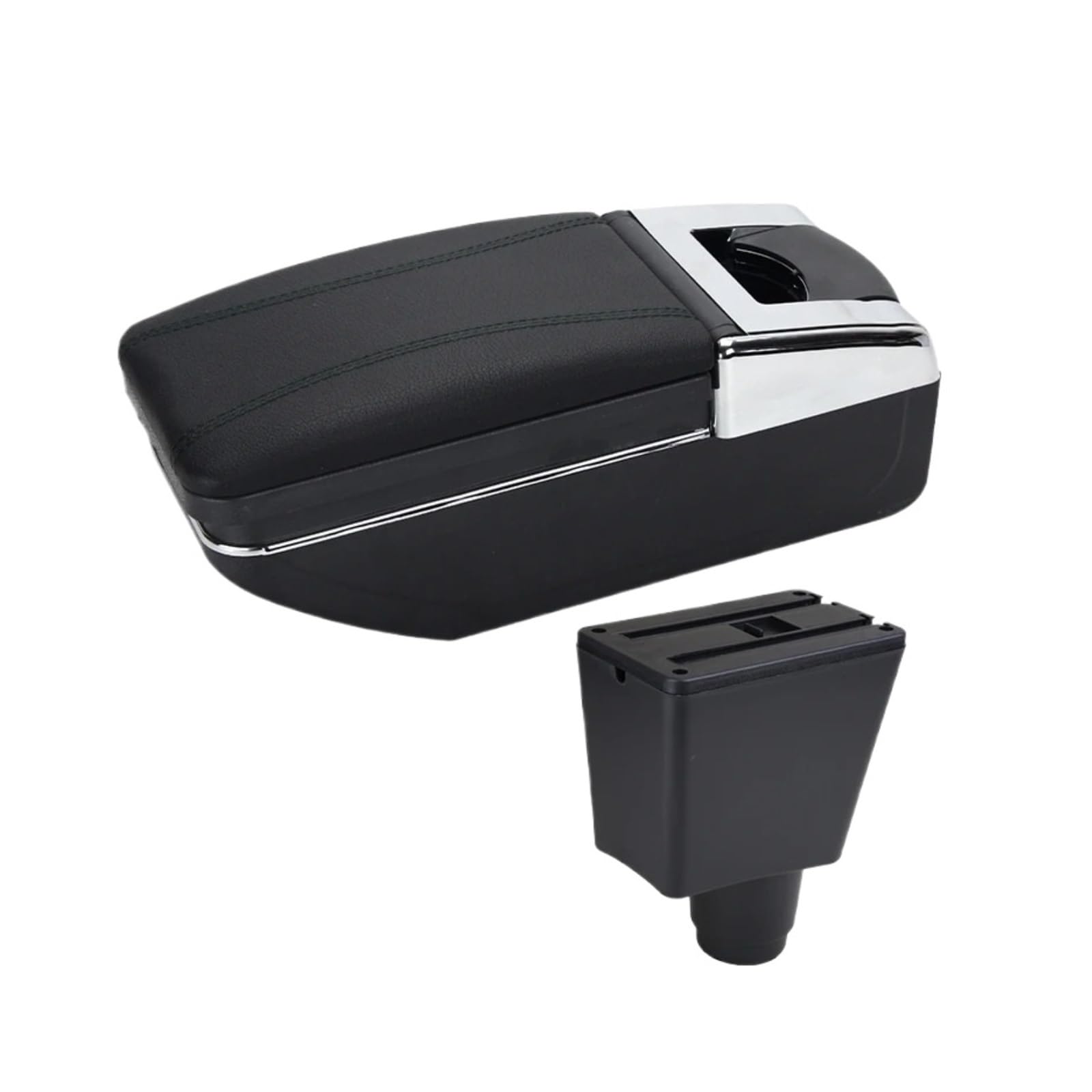 Ggwqoops Car Armrests For Logan 2 For Dacia For For Dokker For Sandero Car Armrest Box Interior Retrofit Accessories Storage Armrest Box(A2 Black line NO USB)