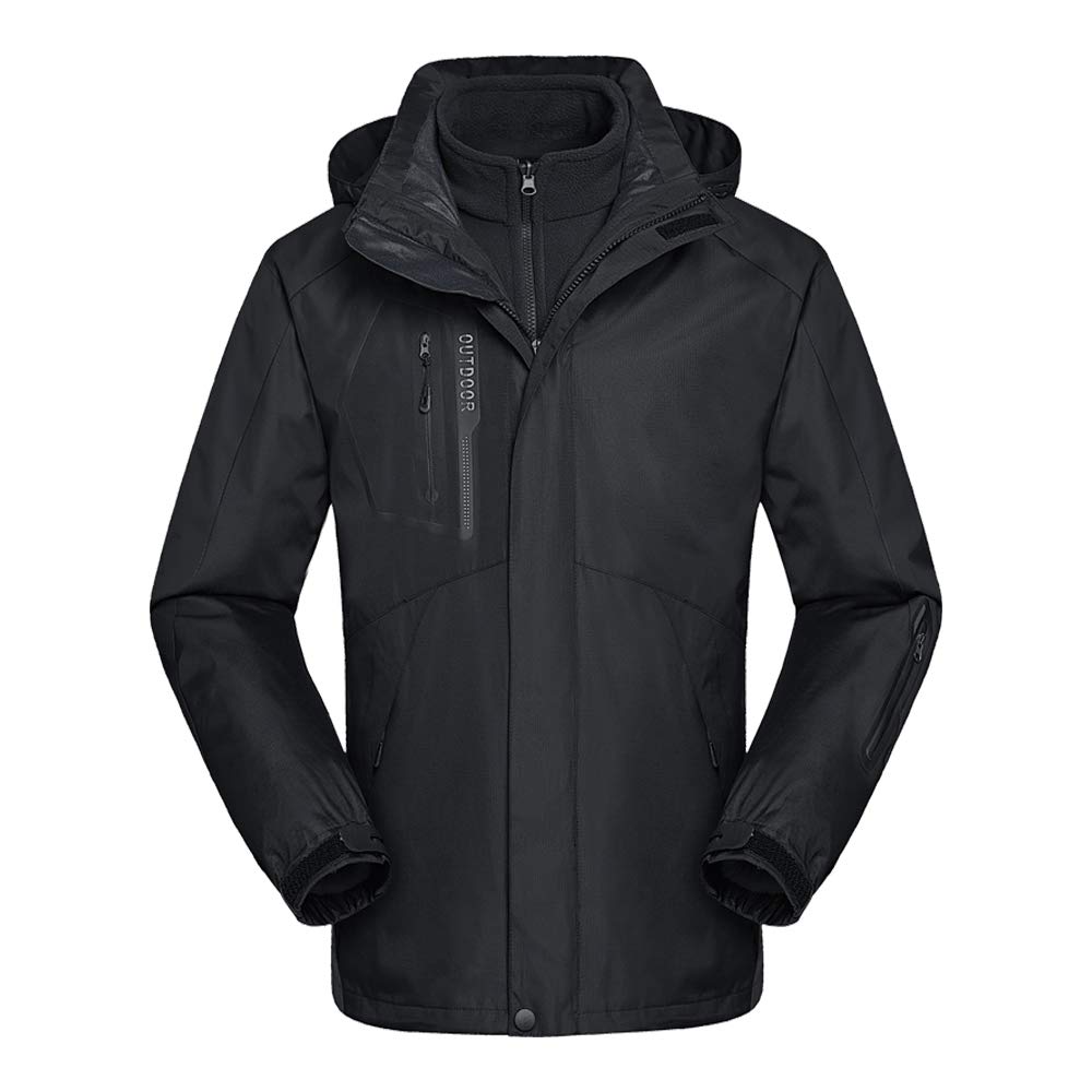 Herren Skijacke Atmungsaktiv Warm Gefüttert Winterjacke mit Abnehmbarer Kapuze Snowboardjacke Wasserdicht Outdoorjacke Warm Outdoorjacke Wasserdicht Softshelljacke