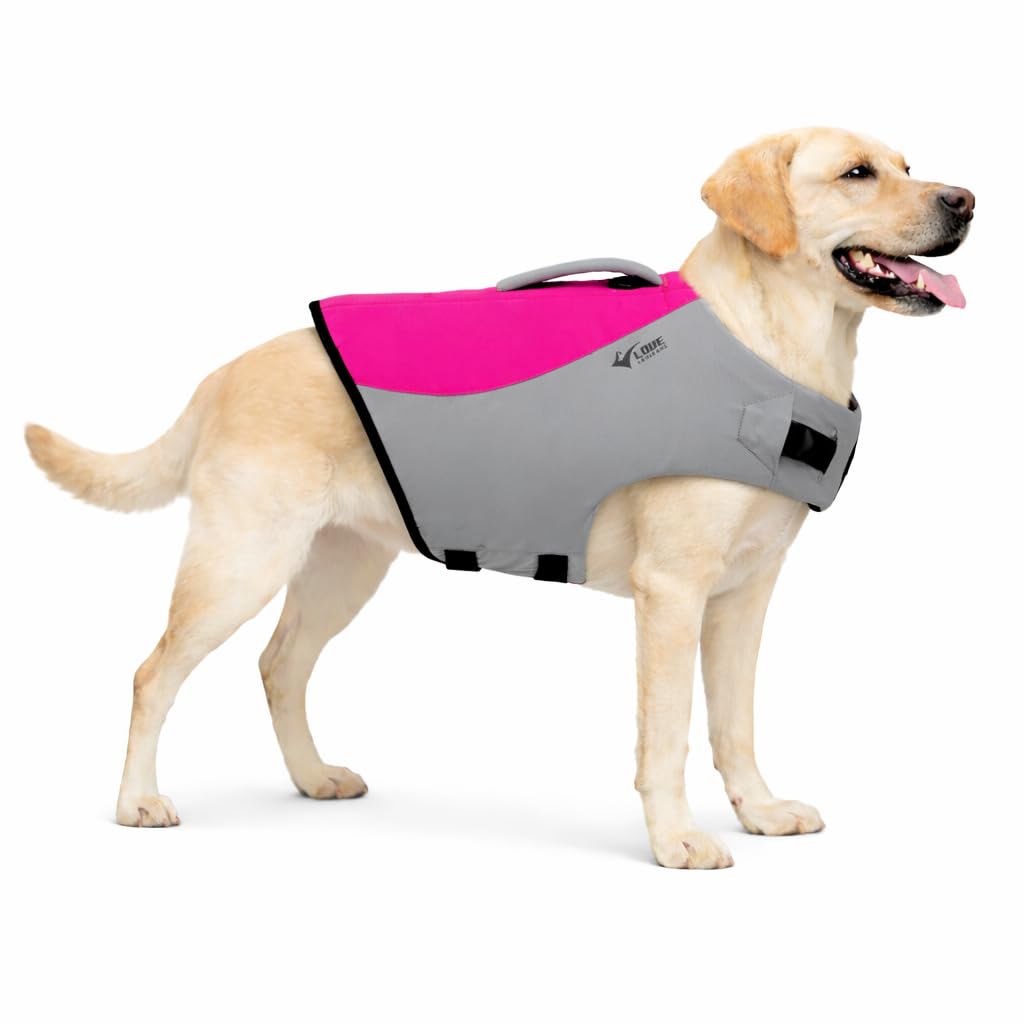 Dog Life Jacket, Sport Style Dog Float Coat with Excellent Buoyancy, Stylish Dog Swimming Safety Vest with Rescue Handle for Small Medium Large Dogs Rosered XL