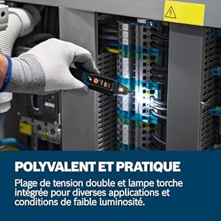 Bosch Professional testeur de tension sans contact GVD 1000-17 (IP67, double plage de tension 24-1000V AC, lampe de poche intégrée, clip de ceinture, testé CAT IV 1000V)