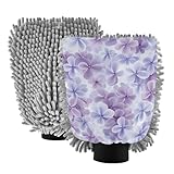 PaChyLuu 2 Pack Premium Microfiber Chenille Car Washing Mitt, Dual Sided Wash Gloves, No Scratch, Lint Free Washing and Detailing for Car Washing and Detailing (Lilac Petals)