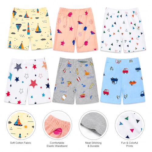 Image of Tinchuk Regular Unisex Printed Shorts, Regular Shorts for Girls and Boy's, (Set of 6, Multi-Coloured)