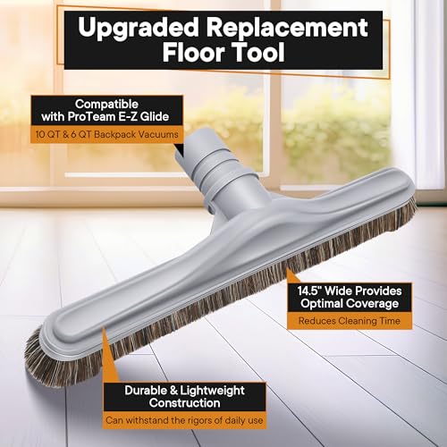 Image of Replacement Floor Tool Compatible with ProTeam 101446 E-Z Glide Backpack Vacuum,Compatible with Hoover C2401, 14 inch Multi-Surface Brush for Commercial Cleaner(2 Pack,Horse Hair Brush)
