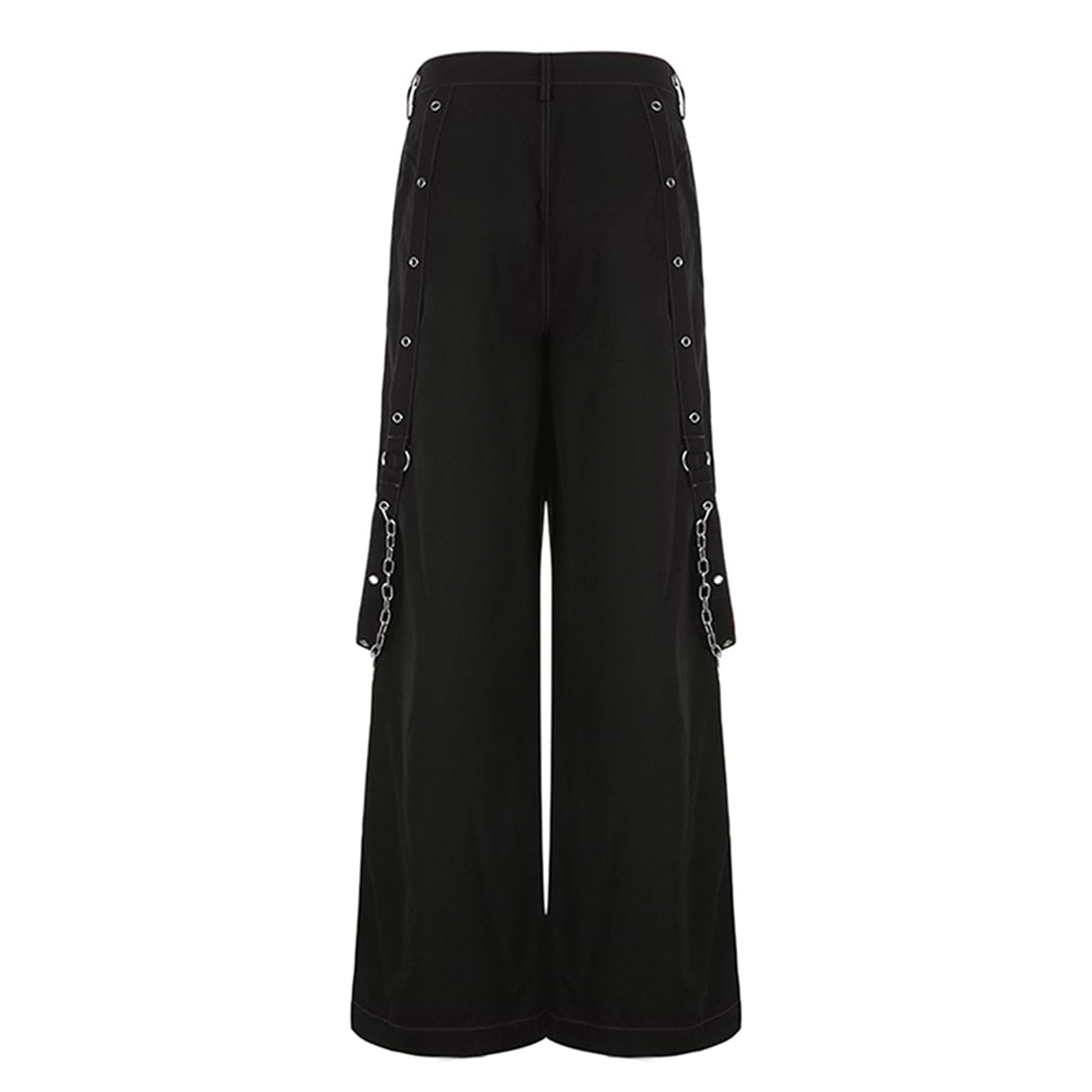 FeMereina Pantalon cargo gothique baggy pour femme - Taille haute - Pantalon cargo Y2K avec poche ample - Jambe droite et large