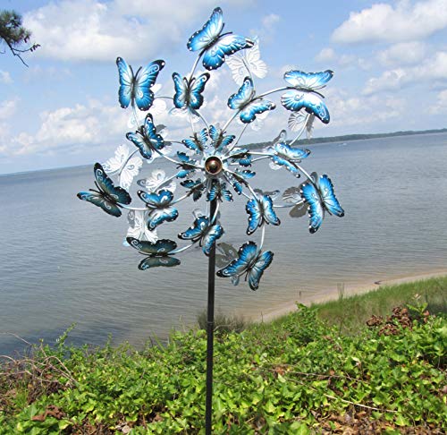 RiverView Enterprise Butterfly Wind Spinner Garden Ornament - Metal Wind Spinner for Outdoor Yard and Garden Decor Double Twirl Ornament