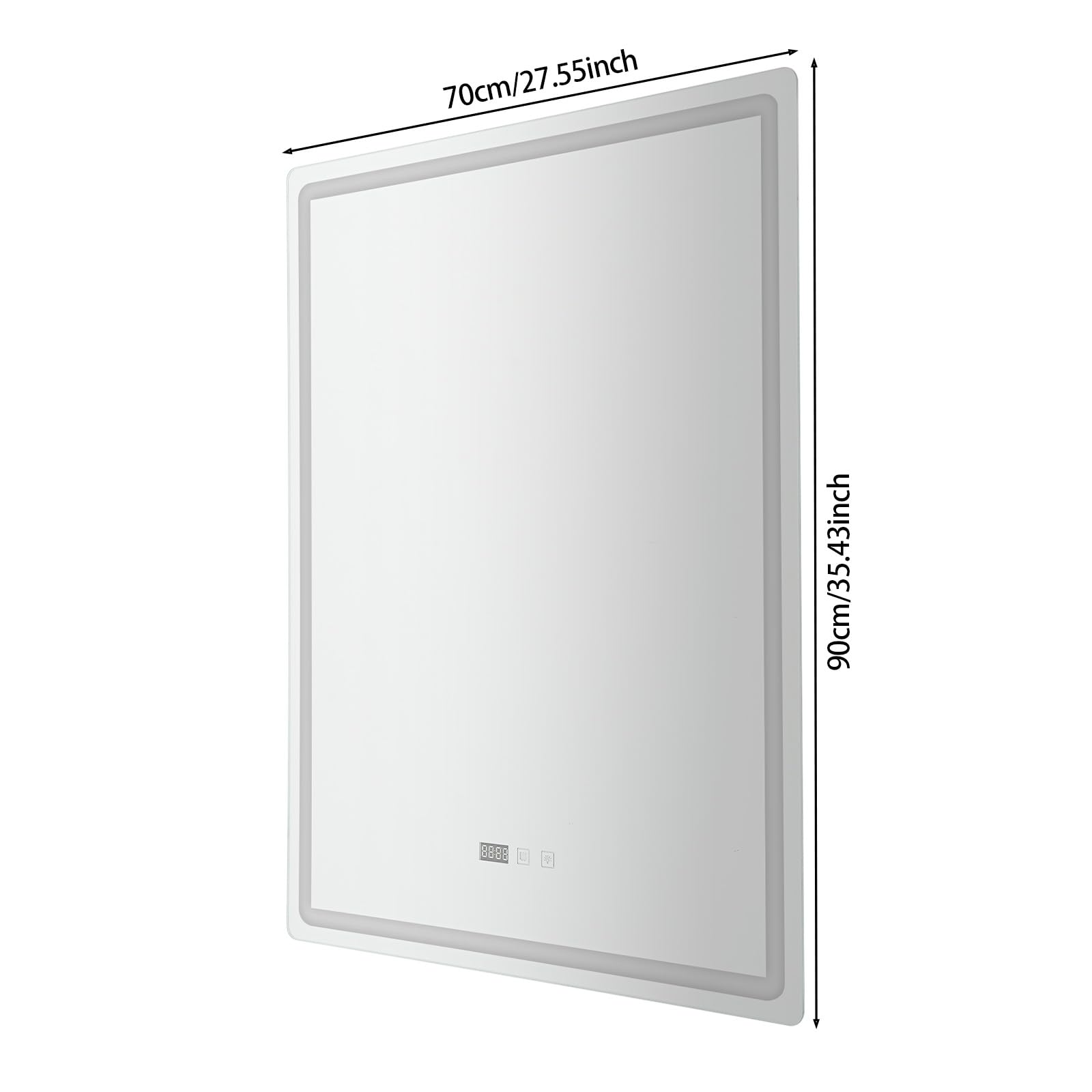 LED-Badezimmerspiegel, 70 × 90 Cm Großer, Rechtec Produktbild-Vorschau 9