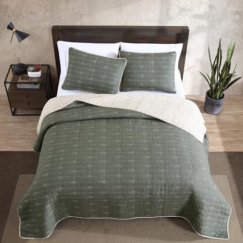 Image of Eddie Bauer - King Quilt Set, Reversible Cotton Bedding with Matching Shams, Lightweight Home Decor for All Seasons (Troutdale Green, King)