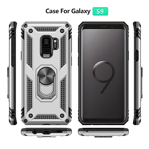 Aozuoton for Samsung Galaxy S9 Case, Military Grade 16ft Drop Tested Ring Shockproof Protective Phone Case for Samsung Galaxy S9, Silver - image 4