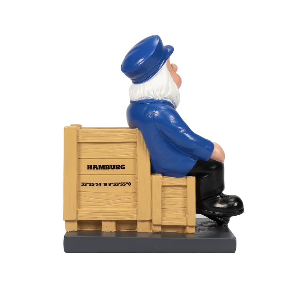 Hamburger SV HSV Gartenzwerg ** Holzkiste **, ca. 7,4 x 12,5 x 14,7 cm, 100% Polyresin