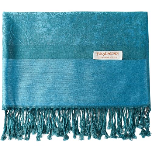 Paisley Scarf Shawl Jacquard Wrap Stole Two Tones Vintage Soft Lightweight With Fringes Reversible