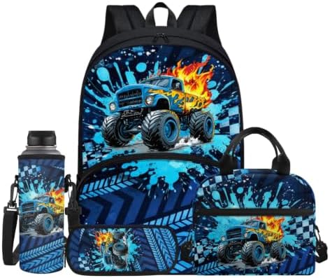 Glomenade Cartoon Tractor Backpack for Boys School Bag, 4 in 1