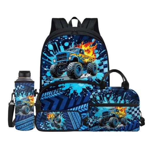 Glomenade Cartoon Tractor Backpack for Boys School Bag, 4 in 1
