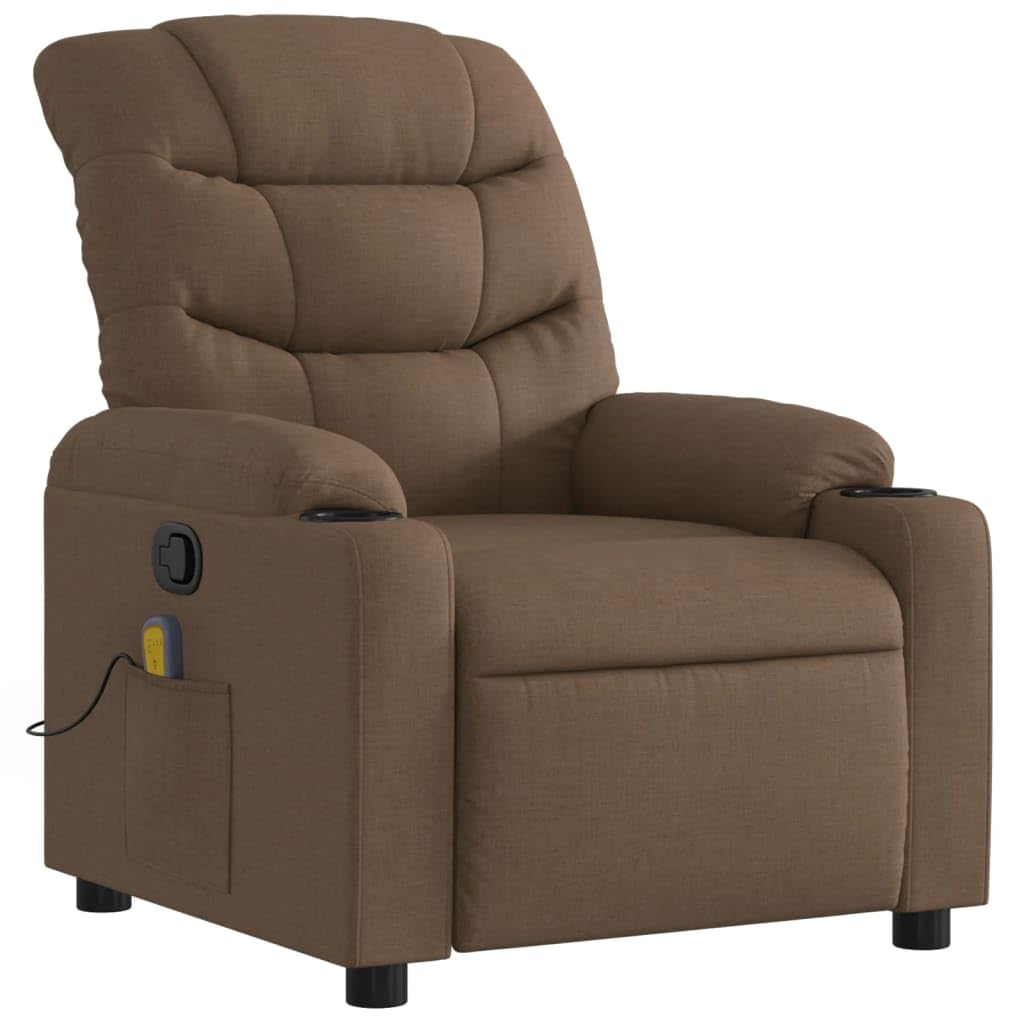 Fauteuil de Massage inclinable Marron Tissu Fauteuil de Relaxation, Siège de Chaise pour Relax, Salon, Maison, Bureau, Chambre à Coucher -K