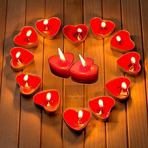 Image of Paraffin Wax Candles Smokeless & Long Lasting Perfect for Decoration of Diwali, Christmas, Dinner, Wedding Parties, Church, Spa, Restaurant(Heart Shape, Set of 30 - Burn Time 4 Hr)